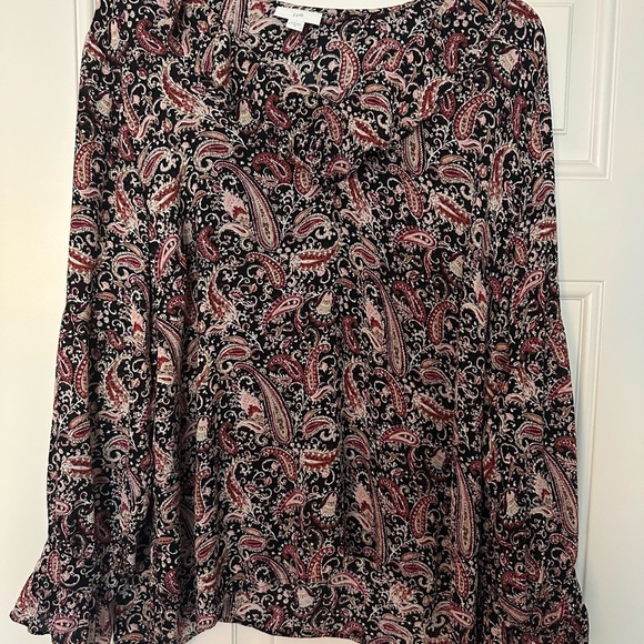 J Jill Paisley Boho Lightweight Rayon Long Sleeve Blouse Top Women's XL - Picture 2 of 8
